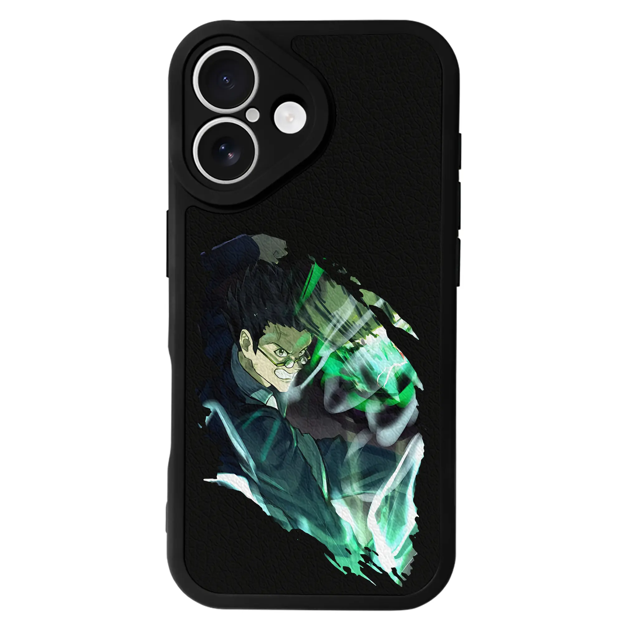 ハンター×ハンター グッズ レオリオ＝パラディナイト - IPhone 16シリーズ対応 ・ シリコンスマホケース ・ レザー調 ・ 高精度フィット ・ 耐衝撃 ・ ワイヤレス充電対応 ・ 精密カット